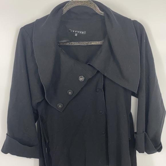 Theory Women's Black Oversized Collar Belted Sweater size Small Asymmetrical - Picture 7 of 8